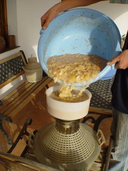 mashing pears